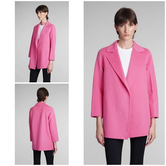 💕THEORY💕 Clairene Luxe Blazer Coat Wool Cashmere Blend Pink Orchid Large L NWT - Picture 7 of 16